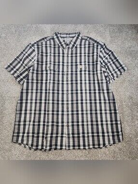 Carhartt Shirt Mens 3XL Black White Plaid Relaxed Fit Short Sleeve Button Down